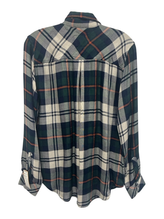 Rails Size M Green, Navy & Multi Print Lyocell & Rayon Long Sleeve Plaid Top Green, Navy & Multi Print / M
