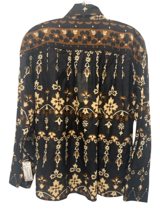 Cleobella Size S Black, Brown, Tan Long Sleeve Sheer Button Up Top Black, Brown, Tan / S