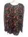 Elie Tahari Size M Black, Red, Multi Silk Long Sleeve Floral Print Buttons Top Black, Red, Multi / M