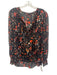 Elie Tahari Size M Black, Red, Multi Silk Long Sleeve Floral Print Buttons Top Black, Red, Multi / M