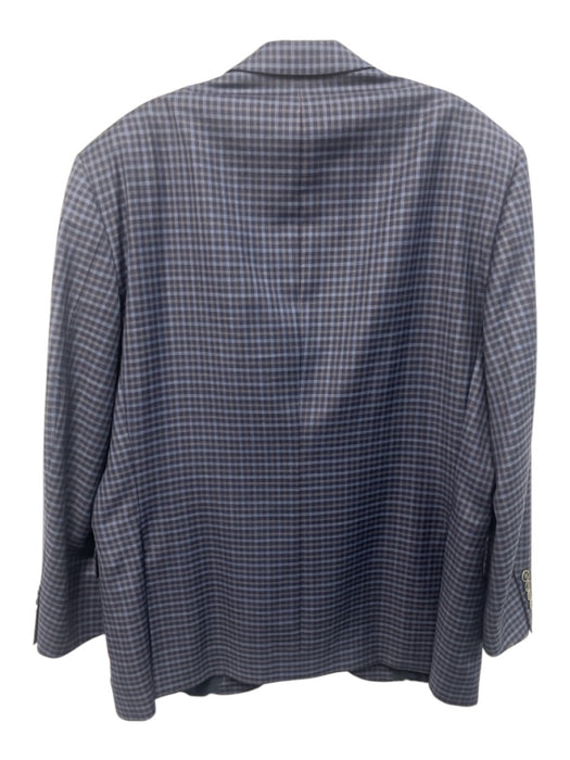 Peter Millar Blue & Gray Wool Plaid 2 Button Men's Blazer Blue & Gray / 44r