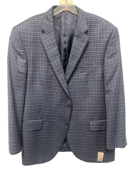 Peter Millar Blue & Gray Wool Plaid 2 Button Men's Blazer Blue & Gray / 44r