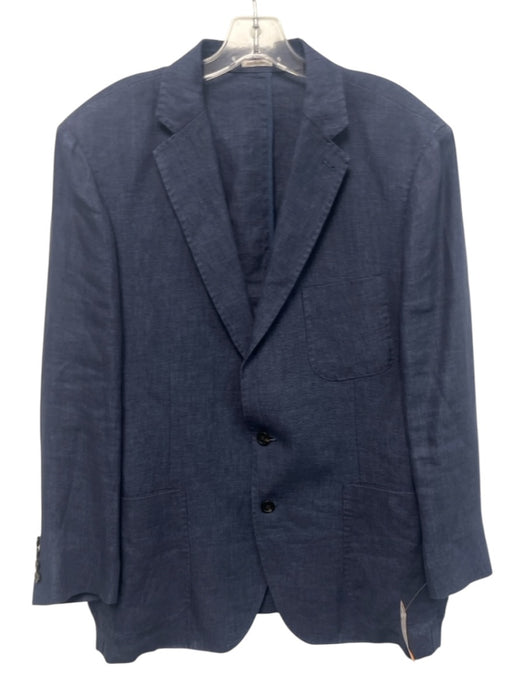 Peter Millar Navy Blue Linen Solid 2 Button Men's Blazer Navy Blue / XL