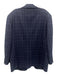 H Stockton Navy Blue Wool Plaid 2 Button Men's Blazer Navy Blue / 44r