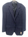 H Stockton Navy Blue Wool Plaid 2 Button Men's Blazer Navy Blue / 44r