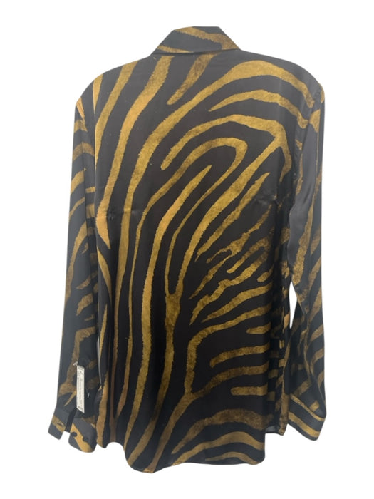 Equipment Femme Size M Black & Gold Silk Long Sleeve Button Front Stripe Top Black & Gold / M