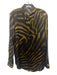 Equipment Femme Size M Black & Gold Silk Long Sleeve Button Front Stripe Top Black & Gold / M