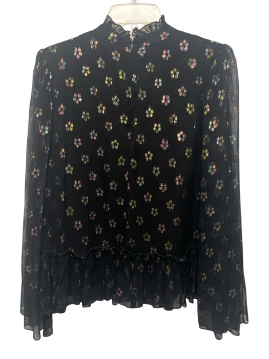 Oliphant Size S Black & Multi Viscose Blend Long Sleeve Shimmer Thread Top Black & Multi / S