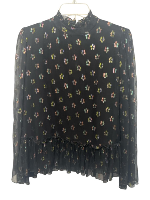 Oliphant Size S Black & Multi Viscose Blend Long Sleeve Shimmer Thread Top Black & Multi / S
