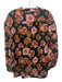 Birds of Paradis Size S Green, Pink, Multi Cotton Long Sleeve Floral Sheer Top Green, Pink, Multi / S