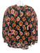 Birds of Paradis Size S Green, Pink, Multi Cotton Long Sleeve Floral Sheer Top Green, Pink, Multi / S