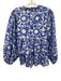 Oliphant Size S Blue & White Cotton Long Sleeve Buttons All Over Print Top Blue & White / S