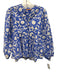Oliphant Size S Blue & White Cotton Long Sleeve Buttons All Over Print Top Blue & White / S