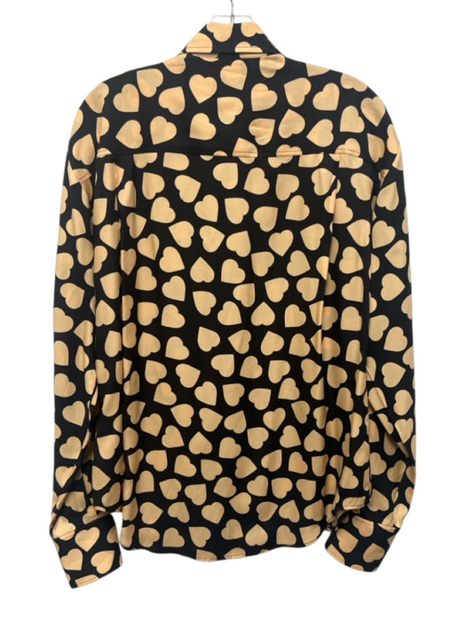Equipment Femme Size S Black & Beige Viscose & Silk Long Sleeve Button Front Top Black & Beige / S