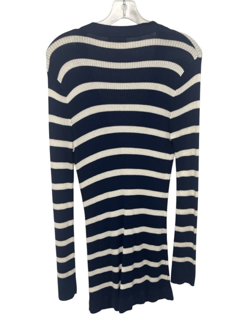 L'agence Size M Navy & white Rayon Stripe Long Sleeve Cardigan Buttons Sweater Navy & white / M