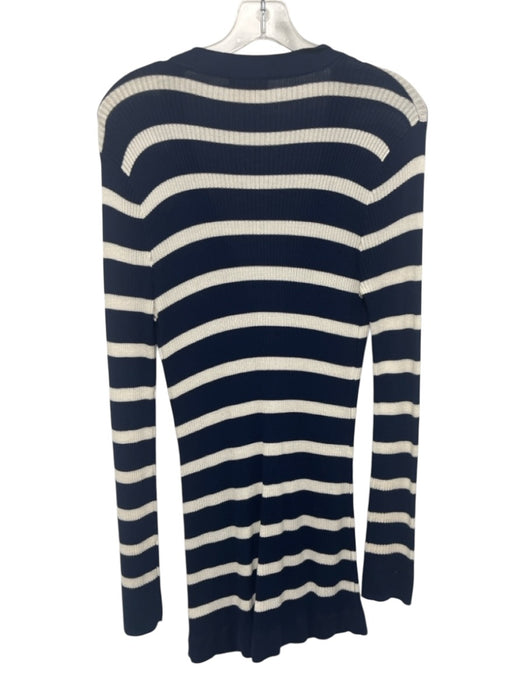 L'agence Size M Navy & white Rayon Stripe Long Sleeve Cardigan Buttons Sweater Navy & white / M