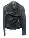 Veda Size M Black Leather Long Sleeve Zip Up Big Collar Jacket Black / M