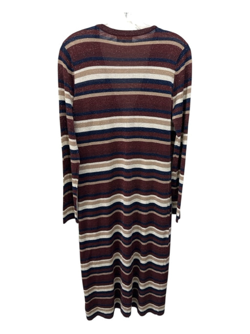 L'agence Size M maroon red, beige, blue Rayon Blend Glitter Stripe Cardigan maroon red, beige, blue / M