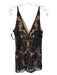Free People Size S Black Polyester Blend Lace Overlay Double V Dress Black / S