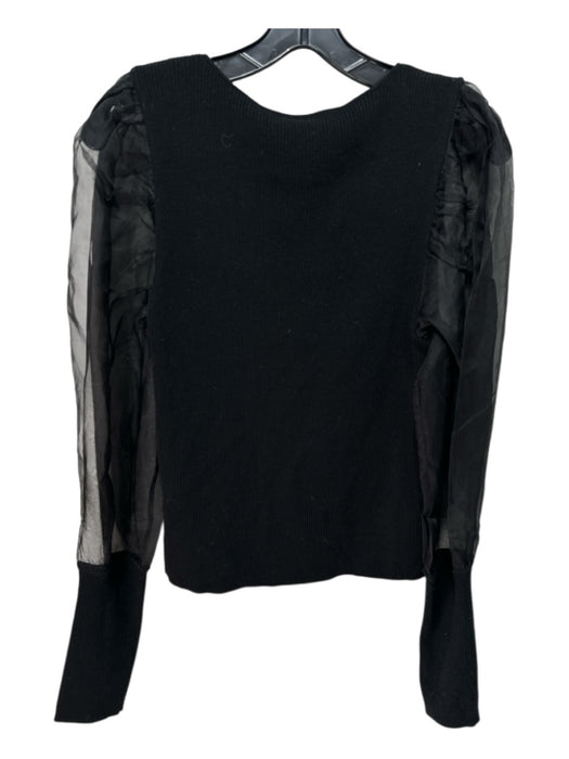 Veronica Beard Size Large Black Merino Wool Chiffon Long Balloon Sleeve Sweater Black / Large