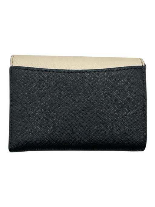 Kate Spade Beige & Black Saffiano Leather Snap Closure Tri fold small Wallets Beige & Black