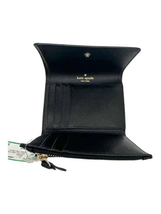 Kate Spade Beige & Black Saffiano Leather Snap Closure Tri fold small Wallets Beige & Black