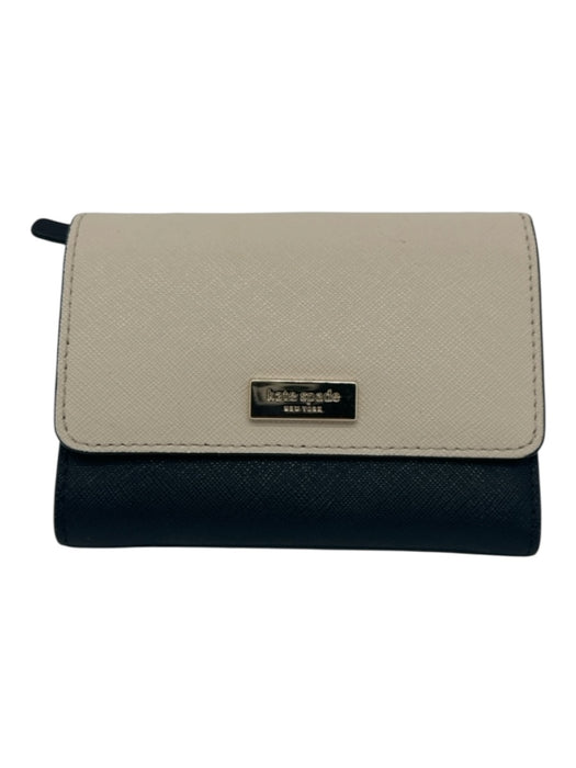 Kate Spade Beige & Black Saffiano Leather Snap Closure Tri fold small Wallets Beige & Black
