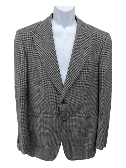 Tom Ford Gray & Black Silk Micro Peak Lapel 2 Button Men's Blazer Gray & Black / 50