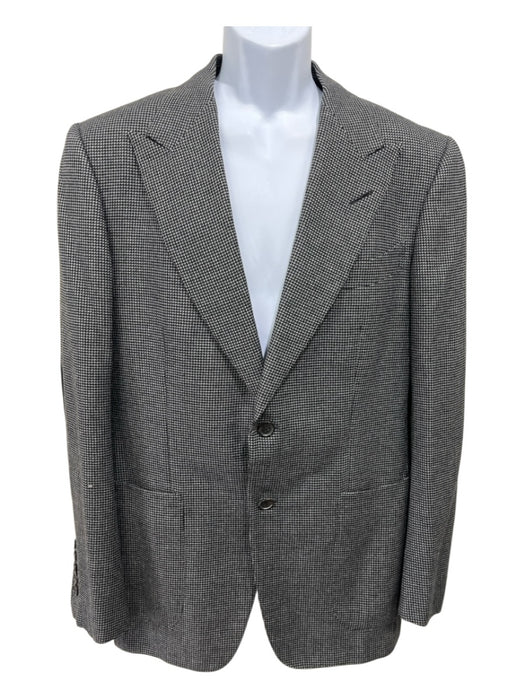 Tom Ford Gray & Black Silk Micro Peak Lapel 2 Button Men's Blazer Gray & Black / 50