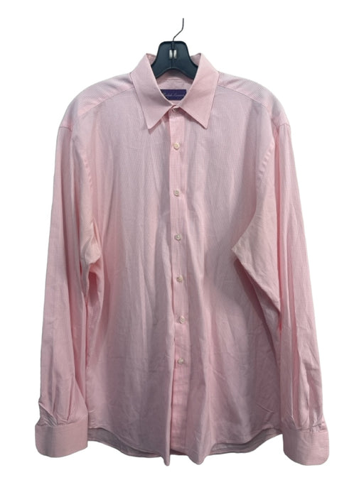 Ralph Lauren Purple Size 16.5 Pink & White Cotton Grid Men's Long Sleeve Shirt 16.5