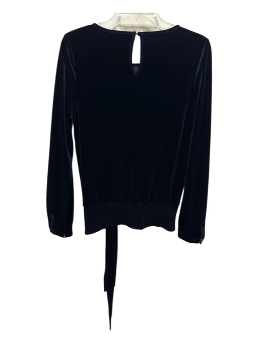 Moulinette Soeurs Size Small Navy Polyester Velvet Long Sleeve Back Smocking Top Navy / Small