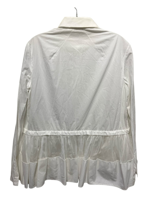 Delpozo Size 38 White & Silver Cotton Long Sleeve Paillettes Tulle Top White & Silver / 38