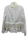 Delpozo Size 38 White & Silver Cotton Long Sleeve Paillettes Tulle Top White & Silver / 38
