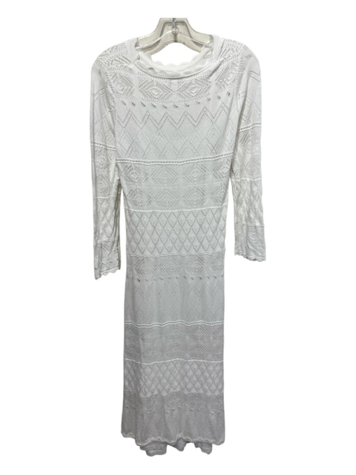 Tyler Boe Size Small White Long Sleeve Open Knit Scalloped Hem Dress White / Small
