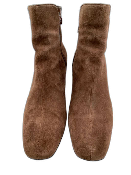 Christian Louboutin Shoe Size 39.5 Brown Suede Side Zip Block Heel Ankle Boots Brown / 39.5