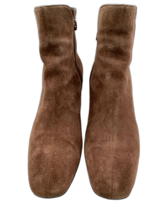 Christian Louboutin Shoe Size 39.5 Brown Suede Side Zip Block Heel Ankle Boots Brown / 39.5