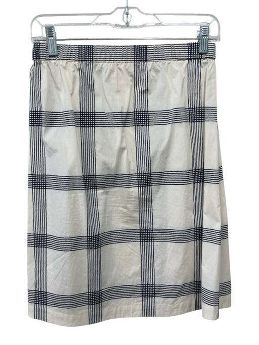 Tory Burch Size XS Cream White & Black Cotton Blend Windowpane Pleated Skirt Cream White & Black / XS