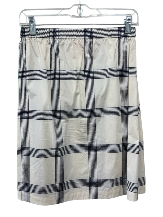 Tory Burch Size XS Cream White & Black Cotton Blend Windowpane Pleated Skirt Cream White & Black / XS