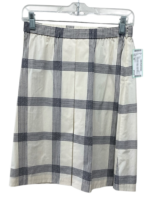 Tory Burch Size XS Cream White & Black Cotton Blend Windowpane Pleated Skirt Cream White & Black / XS