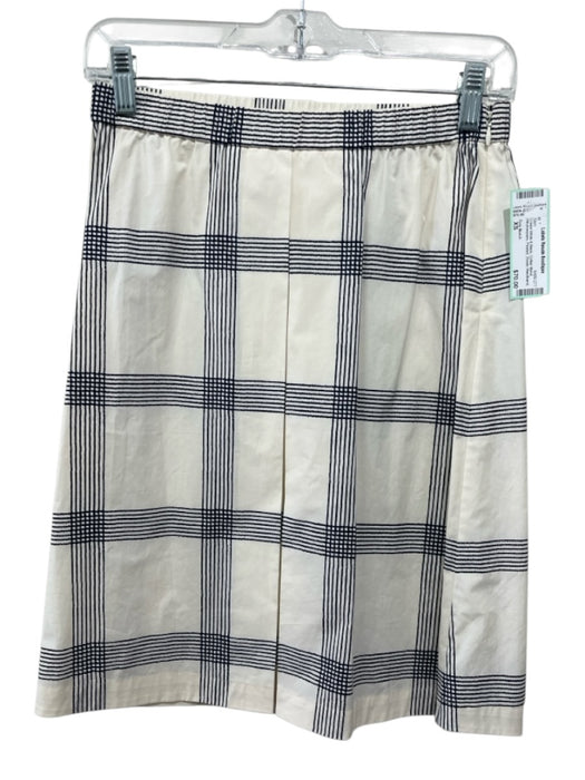 Tory Burch Size XS Cream White & Black Cotton Blend Windowpane Pleated Skirt Cream White & Black / XS