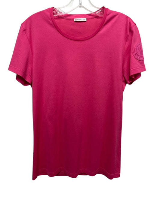 Moncler Size Est M Hot pink No Fabric Tag Short Sleeve Crew Neck Patch Tee Top Hot pink / Est M