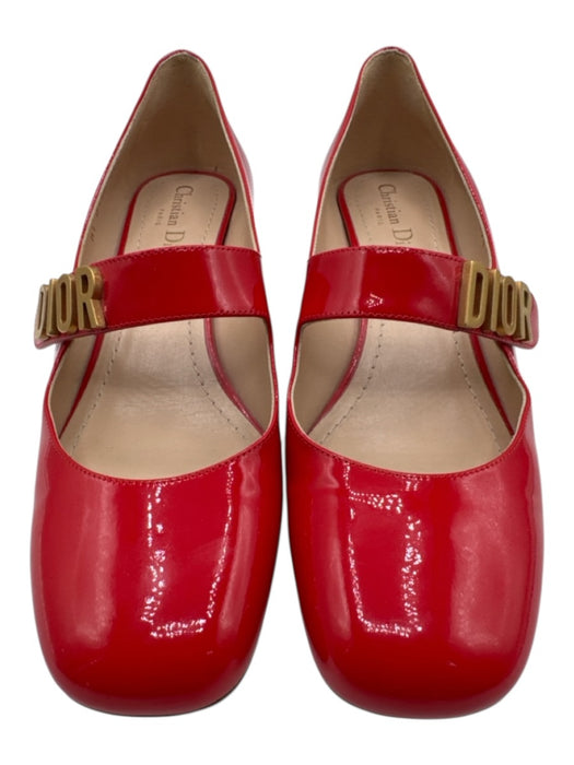 Christian Dior Shoe Size 39.5 Cherry Red Patent Leather Square Toe Pumps Cherry Red / 39.5