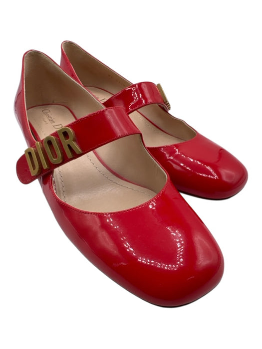 Christian Dior Shoe Size 39.5 Cherry Red Patent Leather Square Toe Pumps Cherry Red / 39.5
