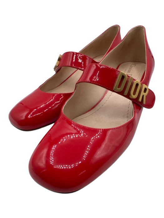 Christian Dior Shoe Size 39.5 Cherry Red Patent Leather Square Toe Pumps Cherry Red / 39.5