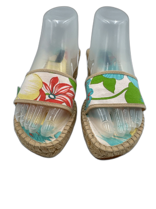 Burberry Shoe Size 39 Beige, Yellow, Blue Canvas Woven Floral Print Sandals Beige, Yellow, Blue / 39