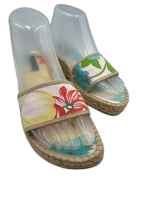 Burberry Shoe Size 39 Beige, Yellow, Blue Canvas Woven Floral Print Sandals Beige, Yellow, Blue / 39