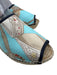Respoke Shoe Size 39 Beige & Blue Silk Espadrille Wedge Peep Toe Sandals Beige & Blue / 39