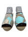 Respoke Shoe Size 39 Beige & Blue Silk Espadrille Wedge Peep Toe Sandals Beige & Blue / 39