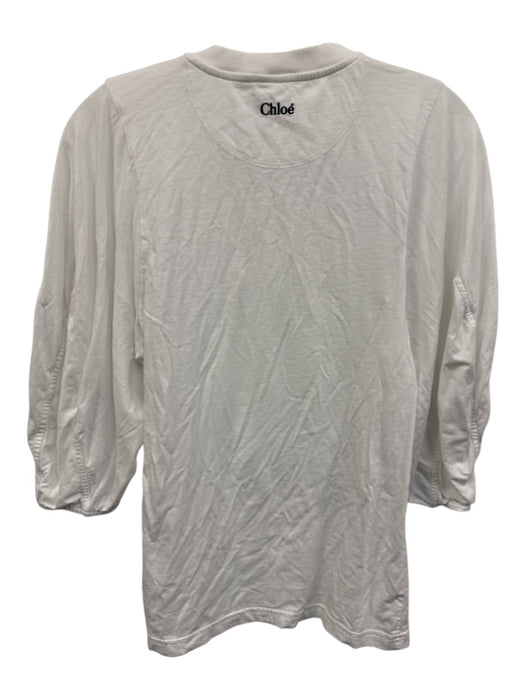 Chloe Size Est. Size Small White Cotton Short Sleeve Top White / Est. Size Small