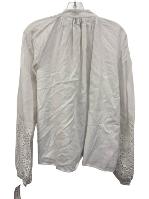 Thierry Colson Size Small White Linen Long Sleeve Top White / Small